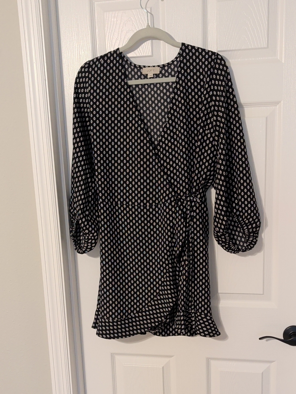 Loft Black and White Printed Wrap Skort Dress - Women's